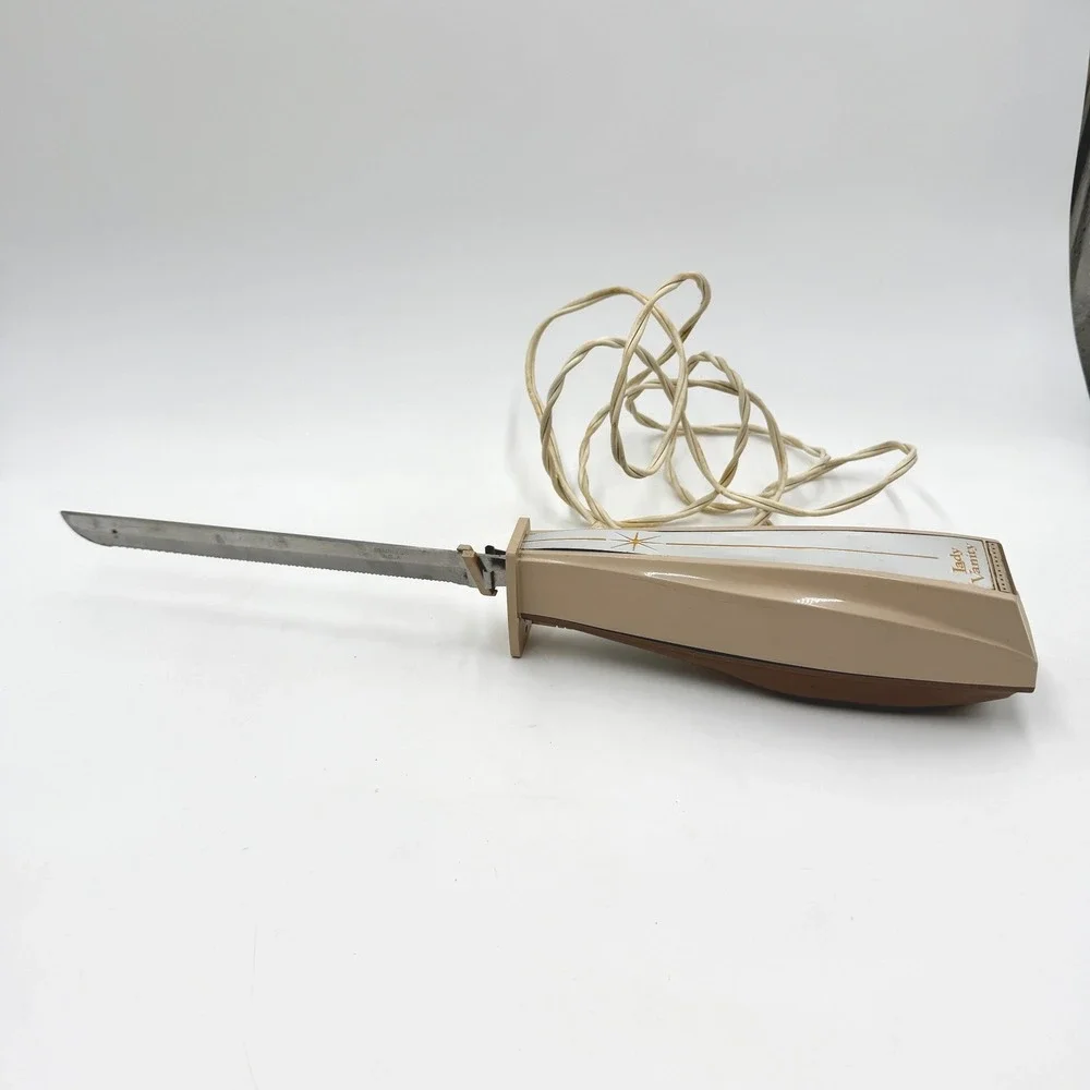 Vintage Lady Vanity‎ Electric Carving Knife Beige MCM Starburst Stainless USA
